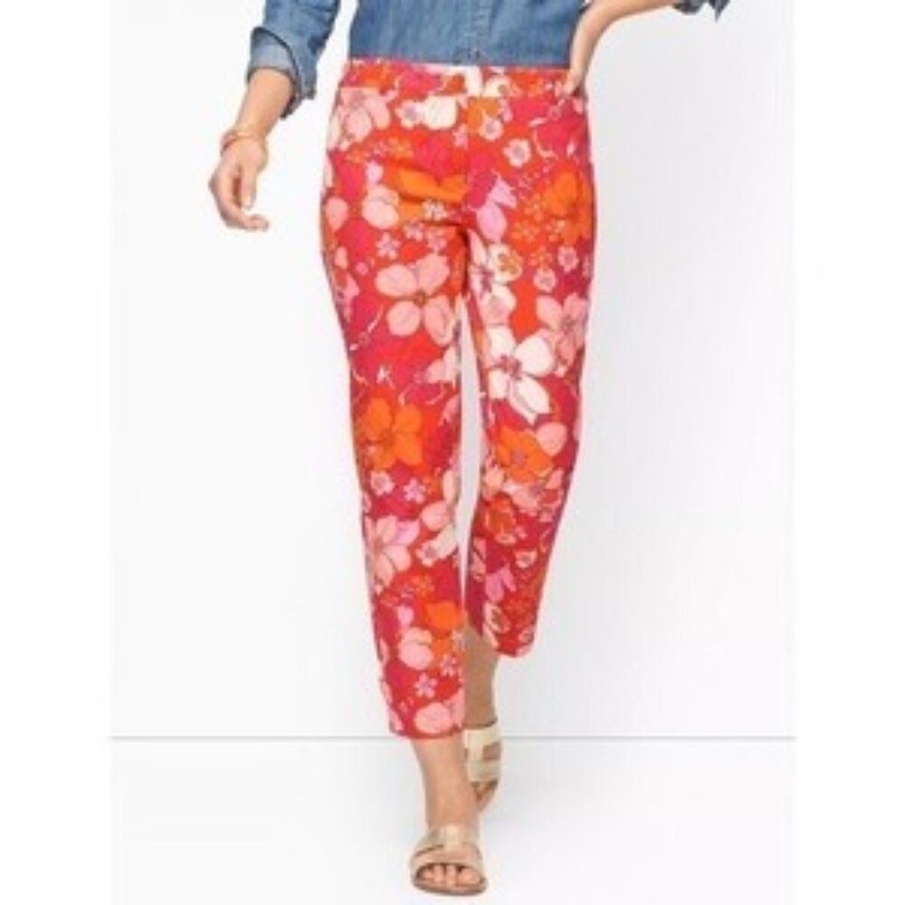 Talbots ~  Perfect Crops - Tossed Flowers Pants  Size 12  _EUC